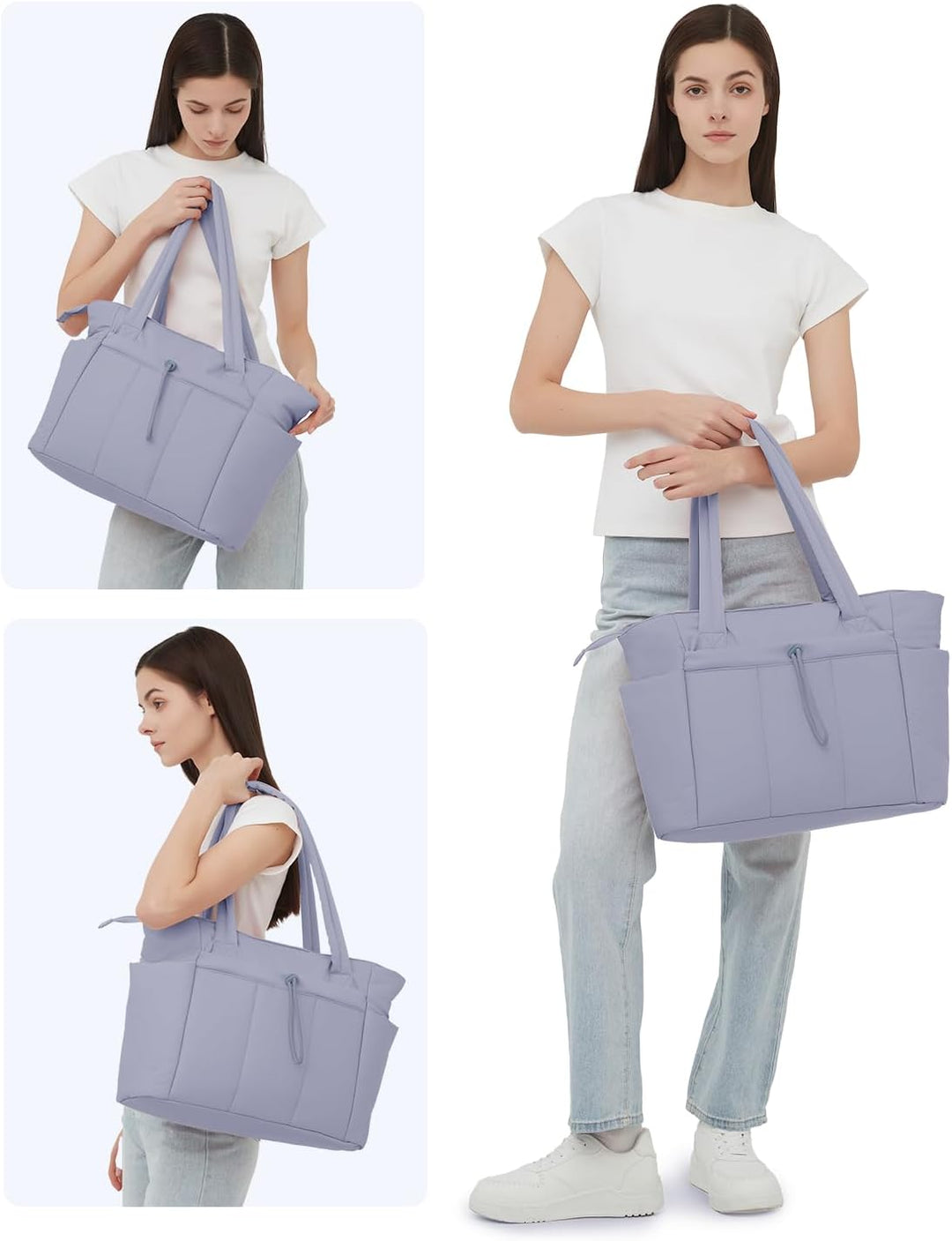Women's weekend padded tote, fits laptop, has a convenient cup holder.