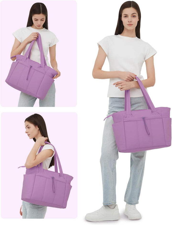 Women's padded bag for ultimate organization, laptop & cup holder included.