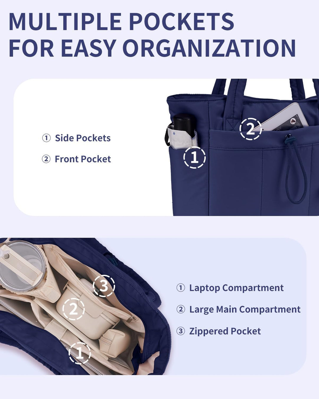 Women's minimalist padded bag, laptop & cup holder, for sleek travel.