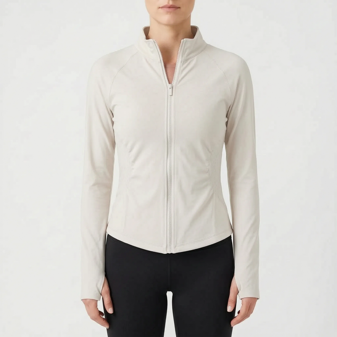Lightweight women's performance jacket, perfect for layering during cool weather runs and workouts.
