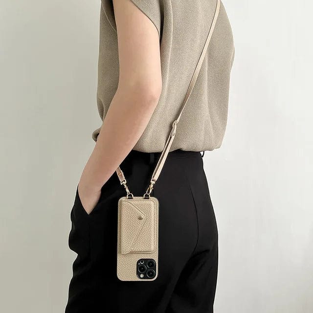 Everyday carry women's crossbody phone bag with an attached wallet. Offers hands-free convenience & organization.