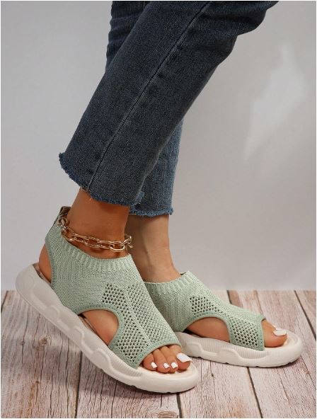 Women's platform open toe sandals, slip-on style, lightweight & comfortable for any casual day.
