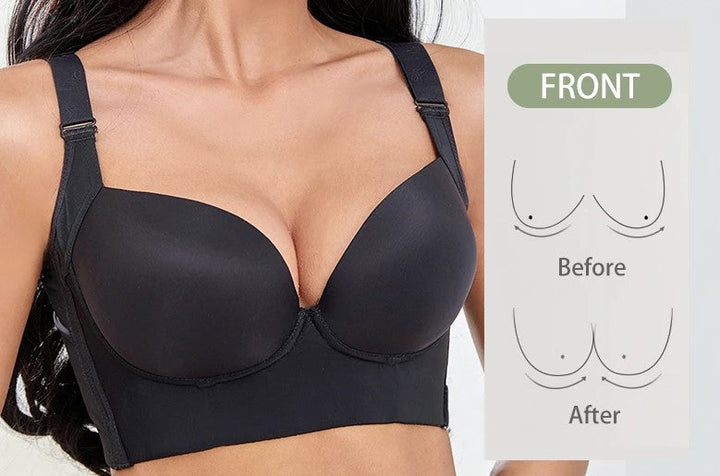 Fashionable plus size push-up bra, deep cup design for elegant women's intimate apparel.