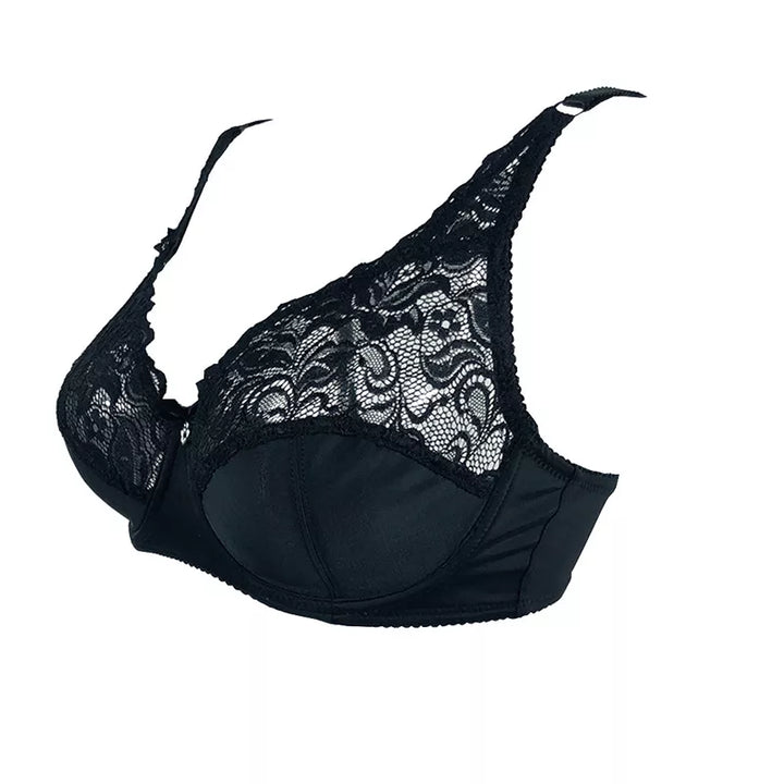 Back of a plus-size lace push-up bra with adjustable straps, ensuring comfort, secure fit & smooth back.