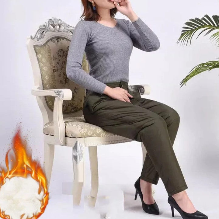 Women's straight leg down winter pants, providing ultimate warmth for plus size comfort.
