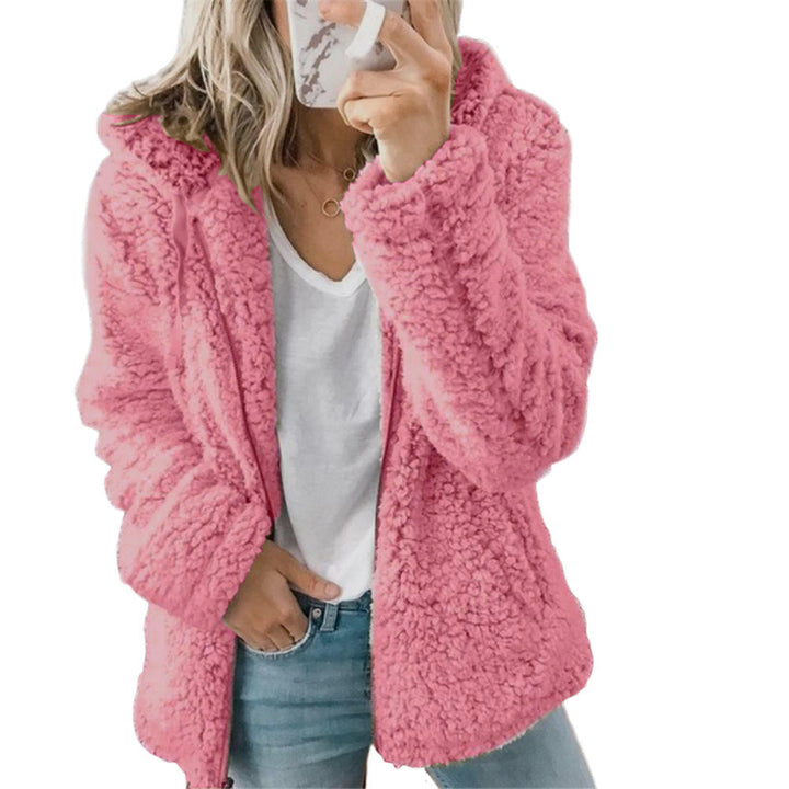 Women's plush teddy bear jacket. Cozy & stylish fall/winter outerwear for casual chic everyday wear.