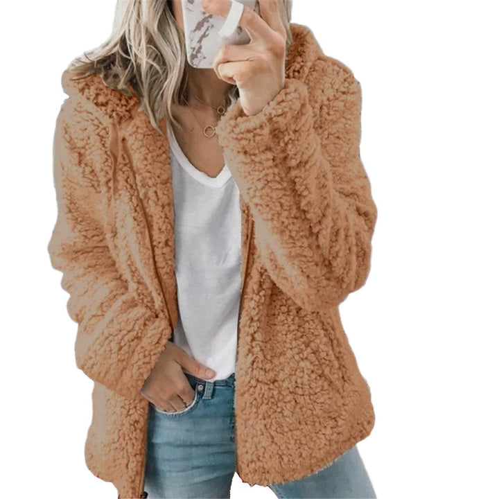 Women's soft plush teddy jacket. A stylish, cozy outerwear coat for fall & winter casual chic fashion.