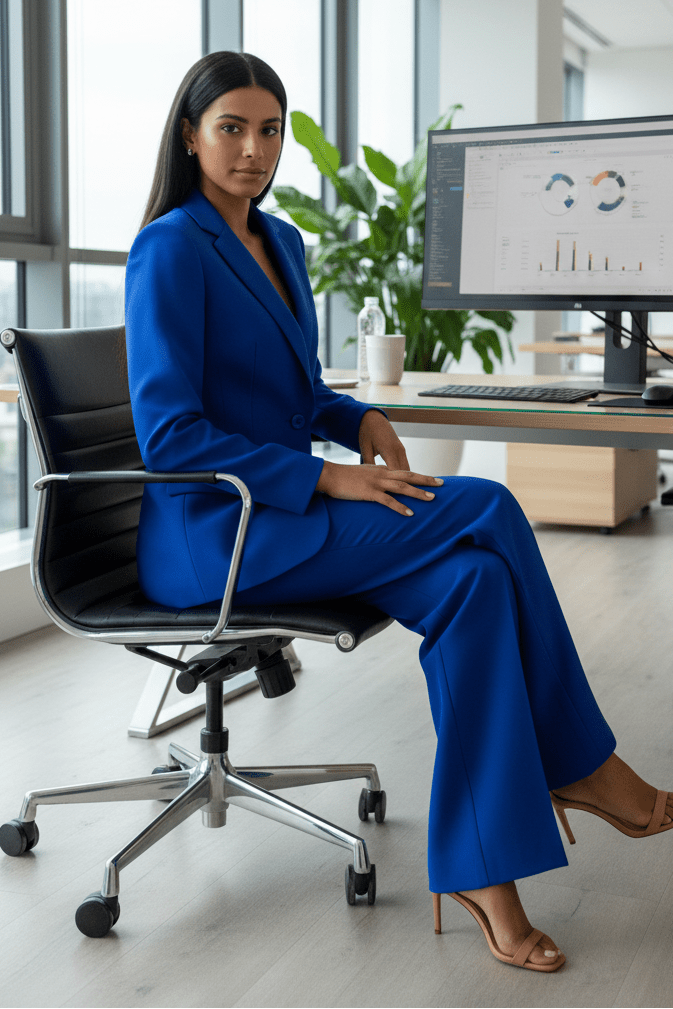 Chic women's tailored blazer, part of a professional suit set, perfect for elegant formal wear & office fashion.