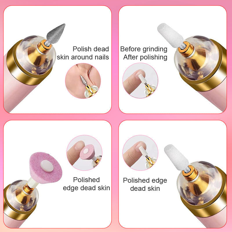 Women's electric nail buffer and comprehensive manicure kit in sleek retail packaging, perfect for gifting.