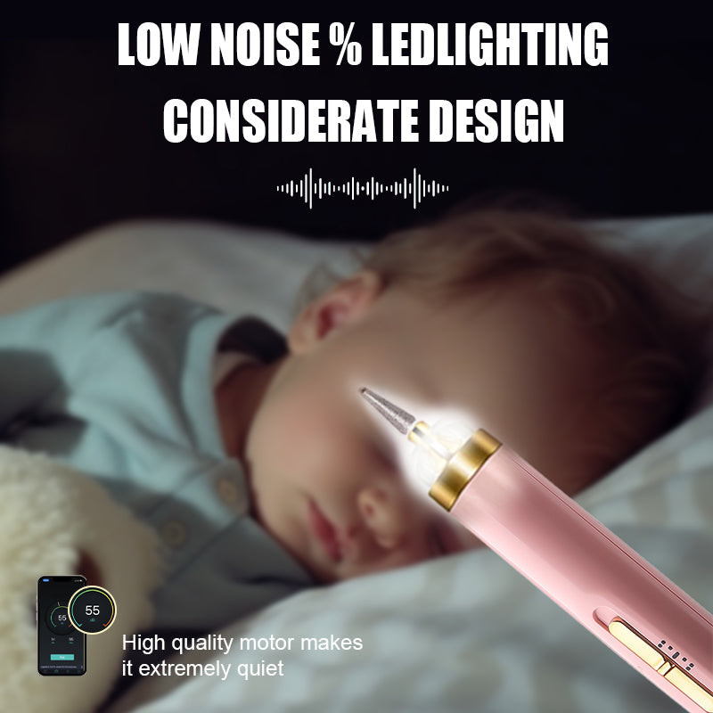 Portable electric nail buffer kit, ideal for travel and on-the-go personal nail care & pedicure needs.