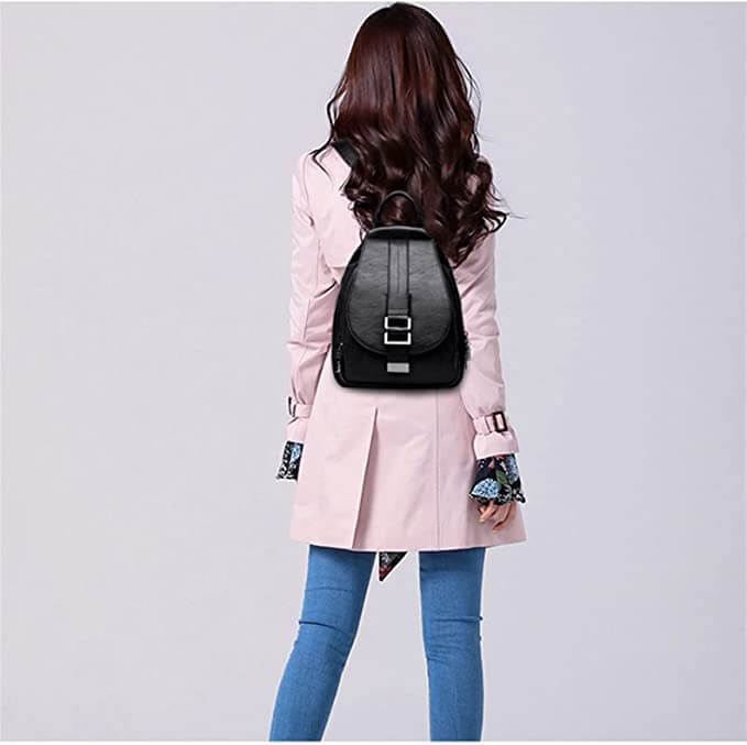 Premium women's leather backpack, water-resistant, a versatile travel and commuter bag.