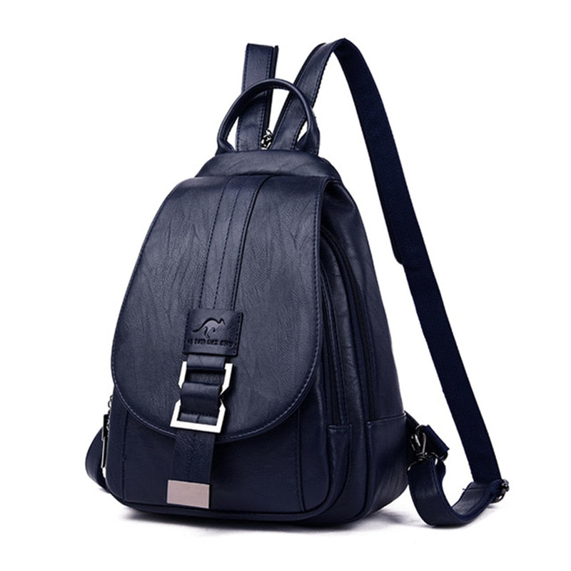 Travel-ready women's water-resistant leather backpack, premium quality and design.