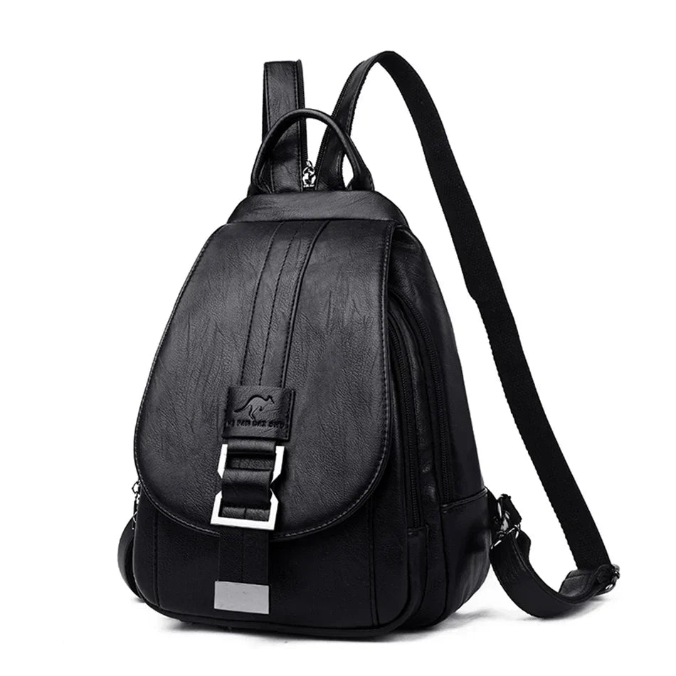 Stylish women's water-resistant leather backpack, perfect for daily commute & adventures.