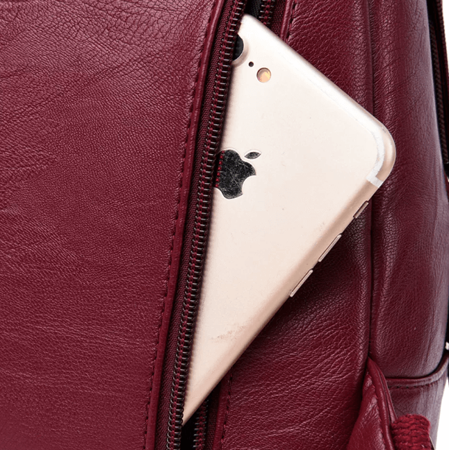 Modern women's leather backpack, water-resistant, a premium accessory for any outfit.