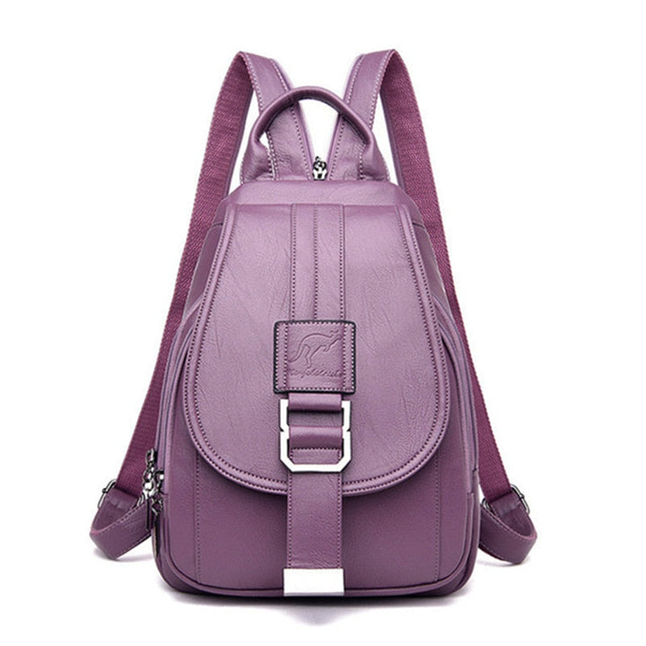 Durable premium leather women's backpack, water-resistant, ideal for urban explorers.
