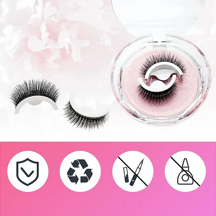 Achieve a natural look quickly with reusable self-adhesive false eyelashes for women.