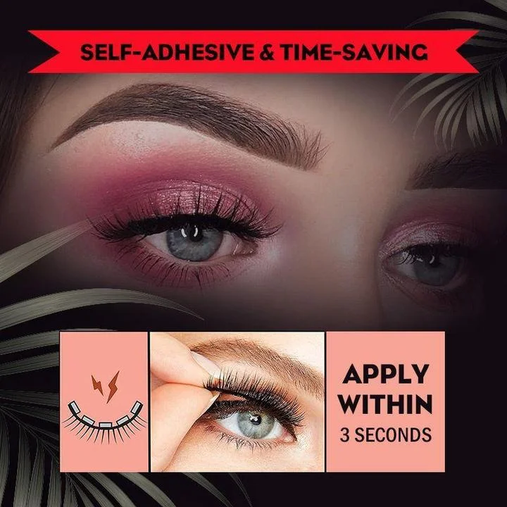 Natural-looking premium self-adhesive false lashes for women, easily reusable.