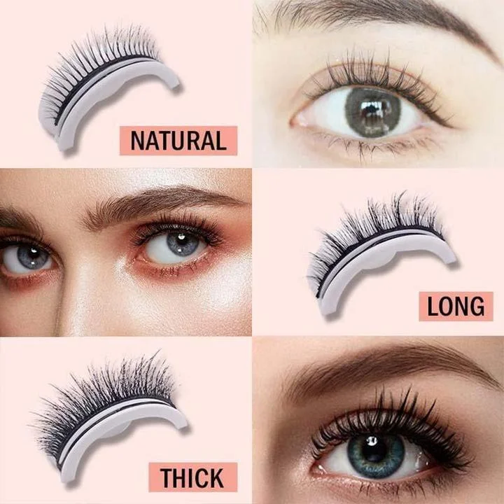 Women's time-saving reusable self-adhesive lashes for a natural, elegant eye makeup.