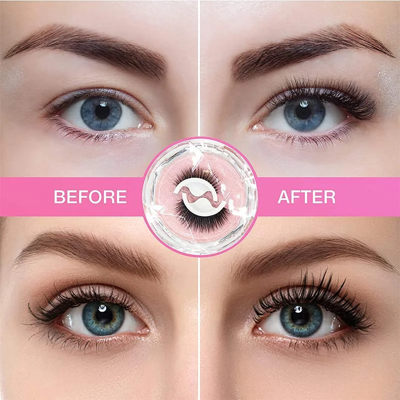 Natural-look, self-adhesive, reusable false eyelashes made with premium synthetic fiber.