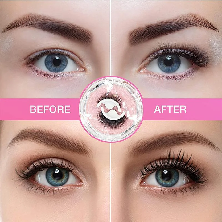 Natural-look, self-adhesive, reusable false eyelashes made with premium synthetic fiber.
