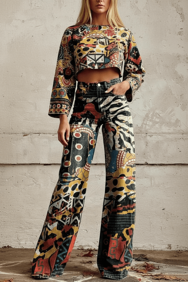 Stylish women's casual pants, relaxed fit baggy jeans, breathable and fashion-forward.