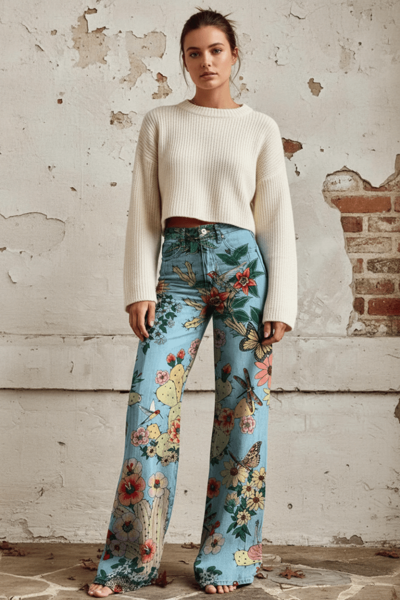 Women's comfortable relaxed fit baggy jeans, breathable denim, versatile casual bottoms.