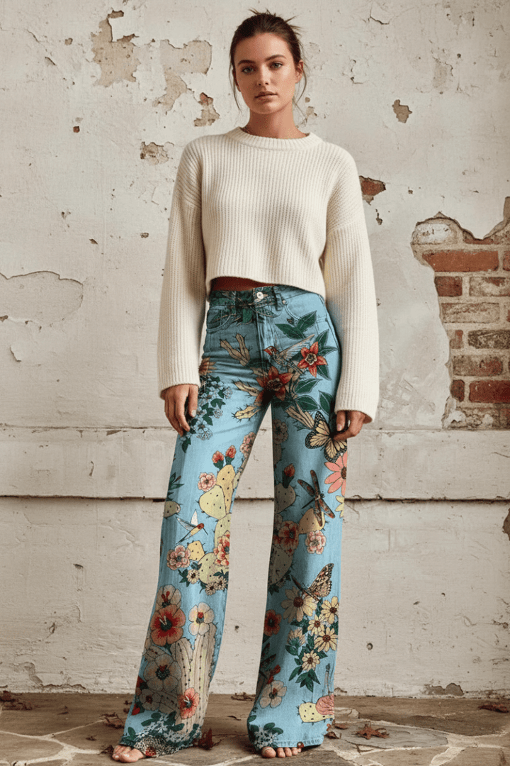 Women's comfortable relaxed fit baggy jeans, breathable denim, versatile casual bottoms.