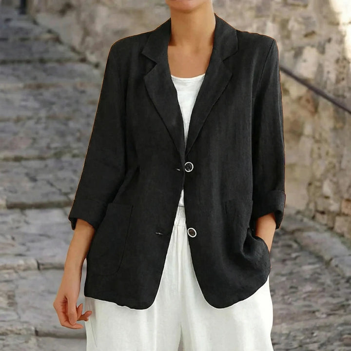 Women's relaxed fit blazer, ideal for comfortable office wear, professional look, or chic casual outfits.