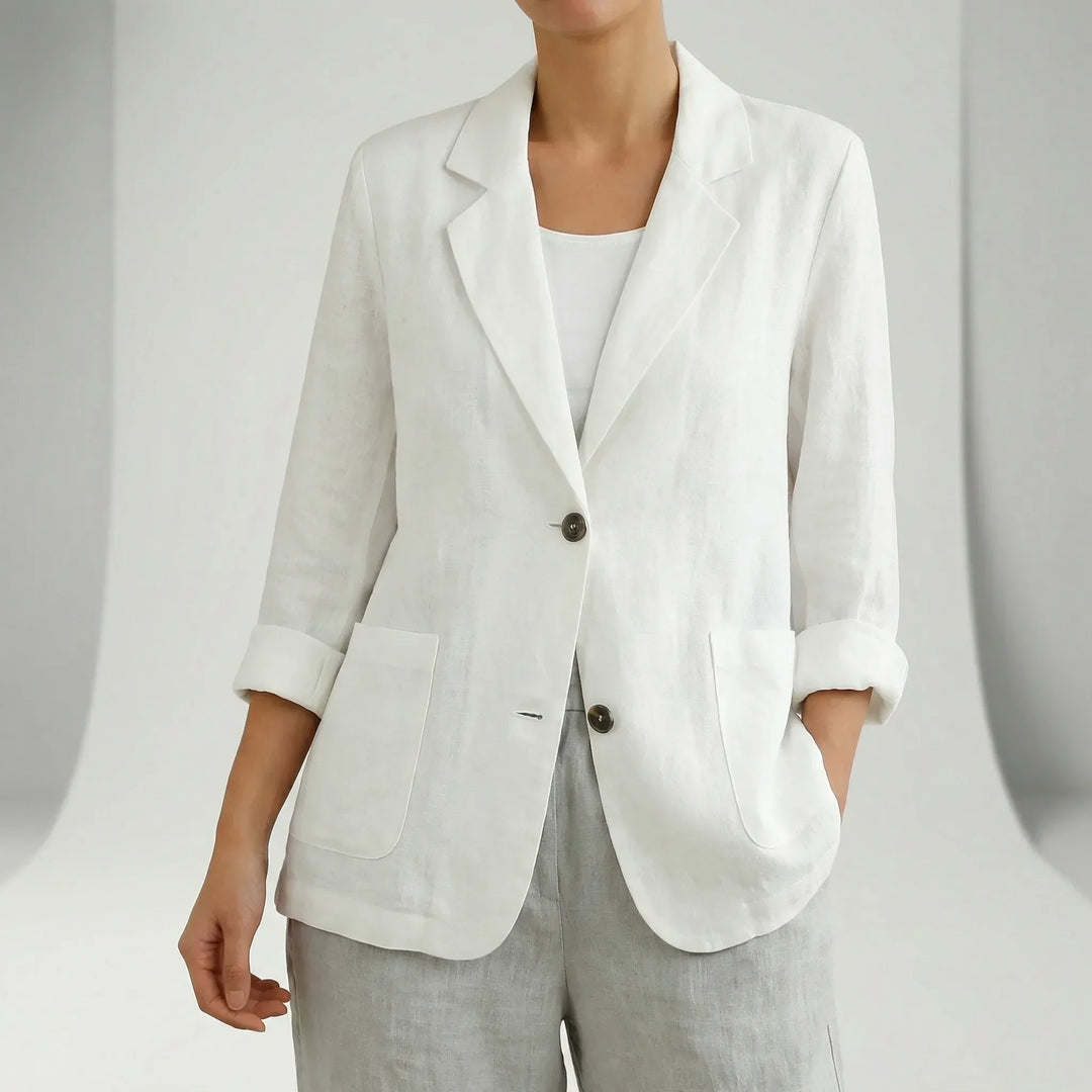 Comfortable women's relaxed fit blazer, great for versatile office wear, travel, or everyday stylish casual fashion.