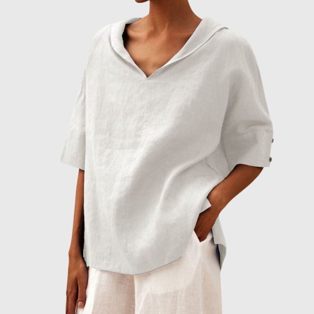 Loose fit women's top for stylish comfort. Ideal casual wear, a great spring & summer fashion blouse.