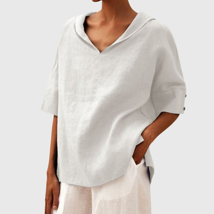 Loose fit women's top for stylish comfort. Ideal casual wear, a great spring & summer fashion blouse.