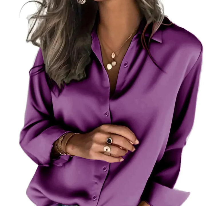 Women's relaxed fit button down shirt, perfect for effortless everyday style and comfort.