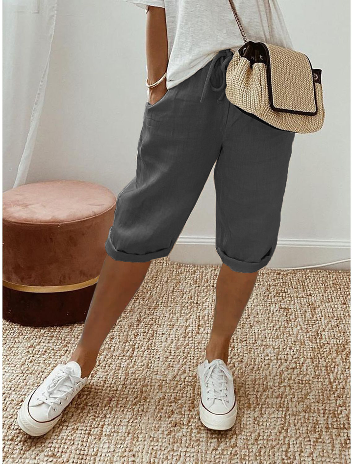 Comfortable women's relaxed fit capri trousers, perfect for everyday summer casual wear.