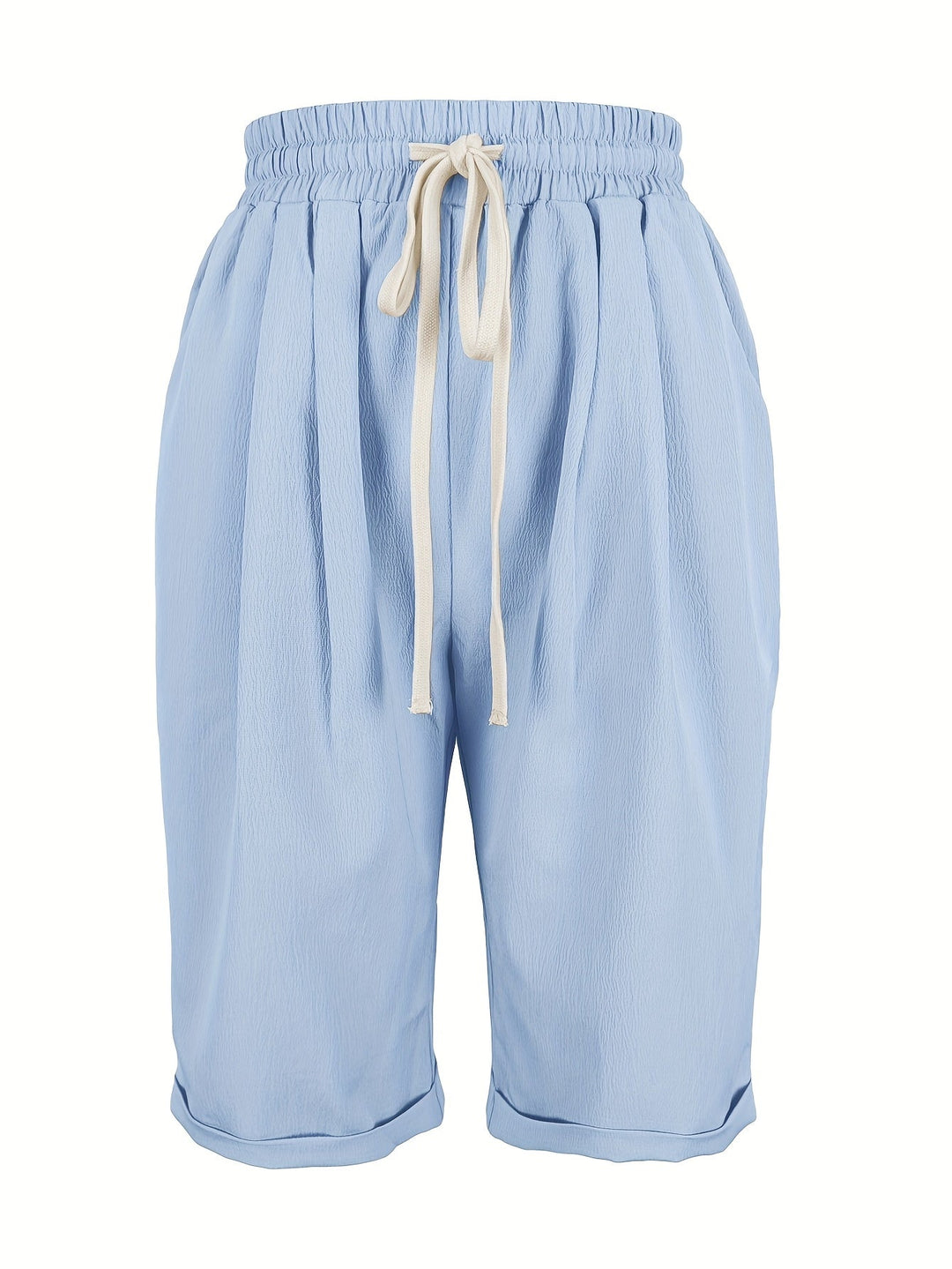 Lightweight women's capri trousers, relaxed fit, elastic waist, great for summer comfort.