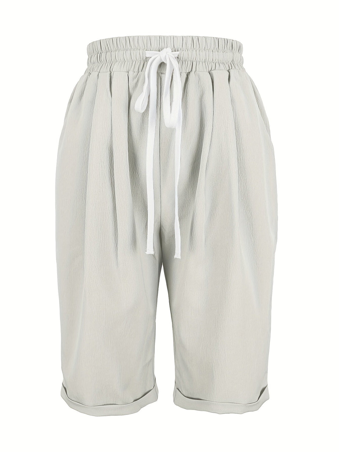 Elastic waist capri trousers for women, relaxed fit, lightweight, ideal for summer.