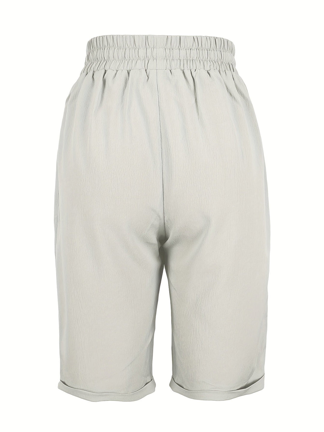 Lightweight women's relaxed fit mid-calf capri trousers, comfortable elastic waist, summer casual.