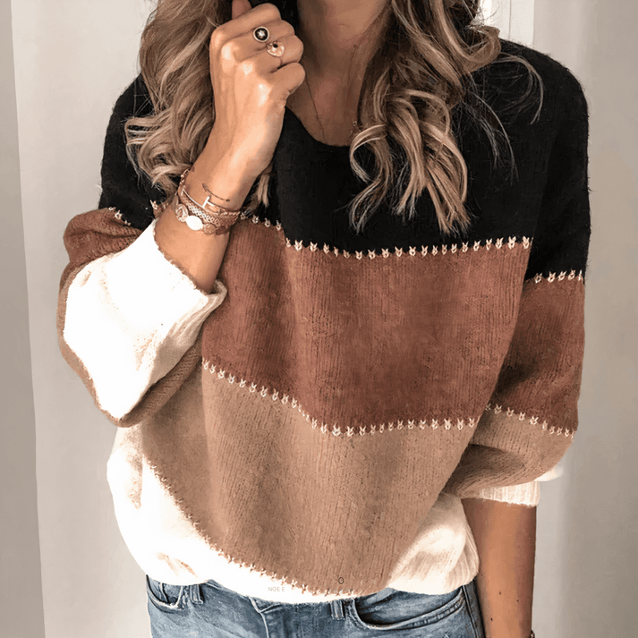 Cozy women's relaxed fit sweater, crew neck, long sleeve. Great for versatile fall fashion & winter layering.