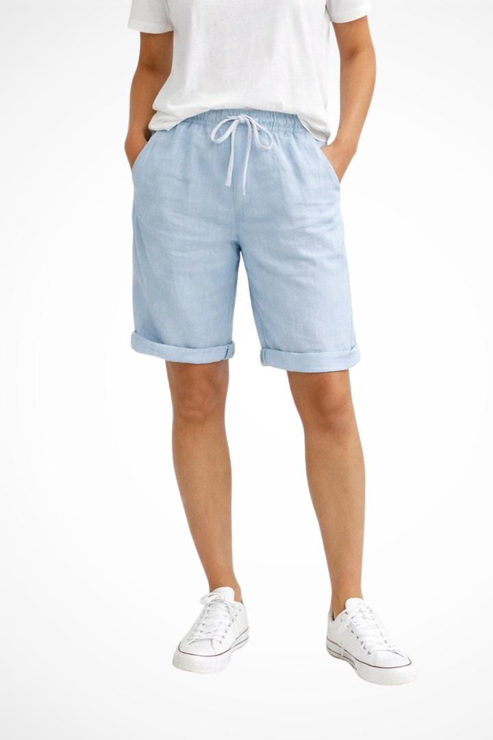 Comfortable women's casual summer shorts with a relaxed fit and drawstring, ideal for beachwear or everyday wear.