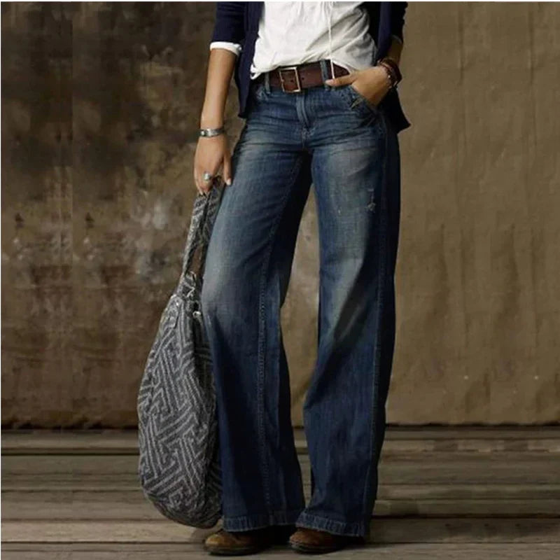Stylish women's relaxed fit jeans, perfect for everyday wear. Comfortable, flattering casual trousers for women.