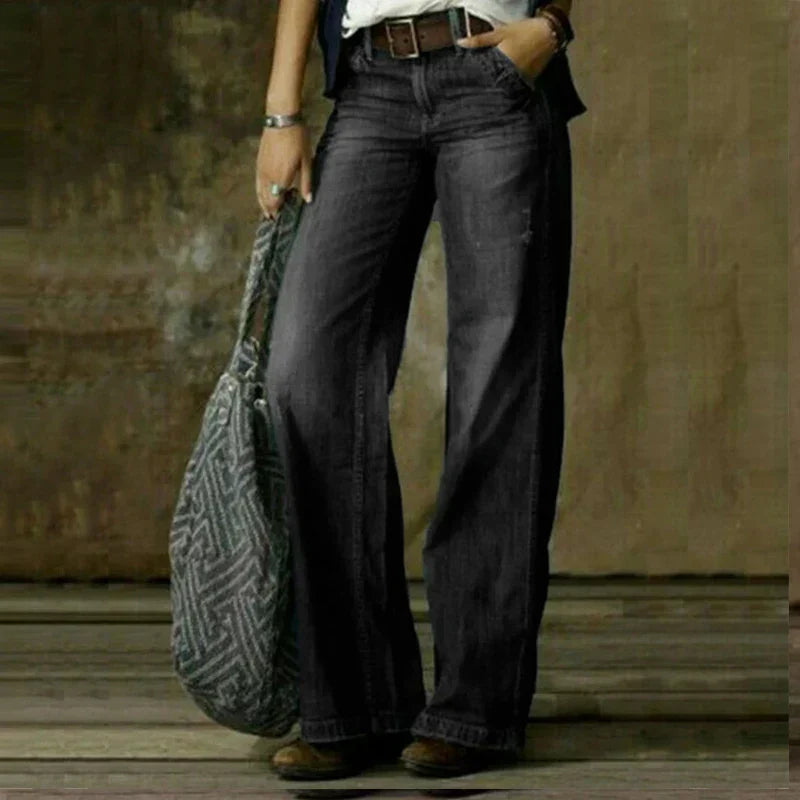 Women's relaxed fit denim jeans, essential everyday apparel for maximum comfort and easy, casual outfits.