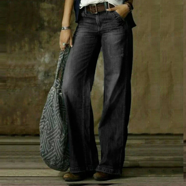 Women's relaxed fit denim jeans, essential everyday apparel for maximum comfort and easy, casual outfits.
