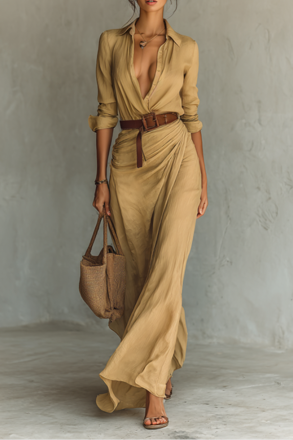Close-up of the comfortable, soft fabric of a women's relaxed fit everyday maxi dress, ideal for summer casual wear.