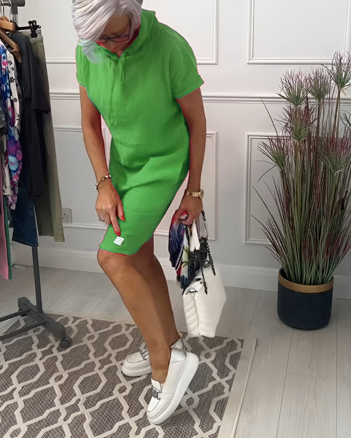 Stylish relaxed fit women's hoodie midi dress, ideal for everyday comfort & versatility.