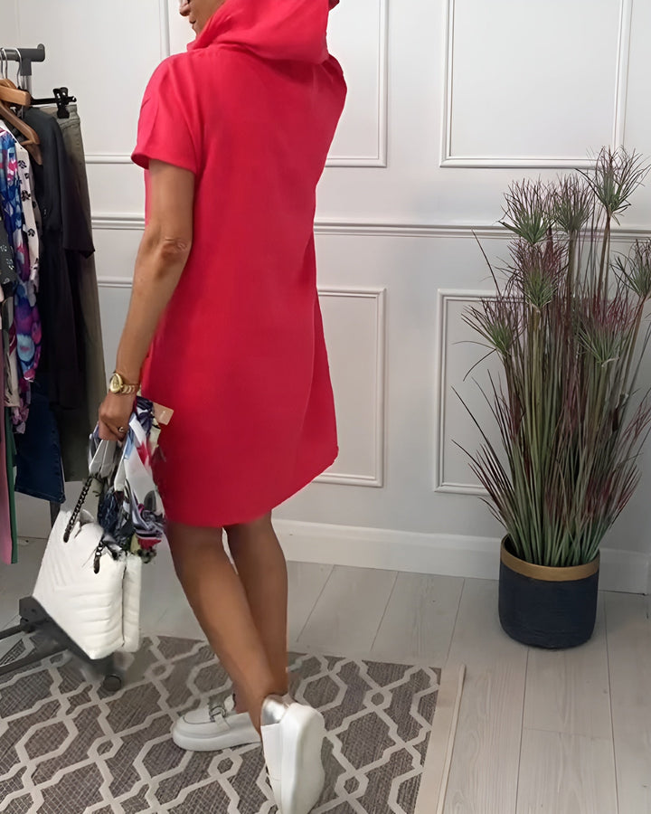 Comfortable women's hoodie midi dress with a relaxed fit, ideal for versatile summer styling.