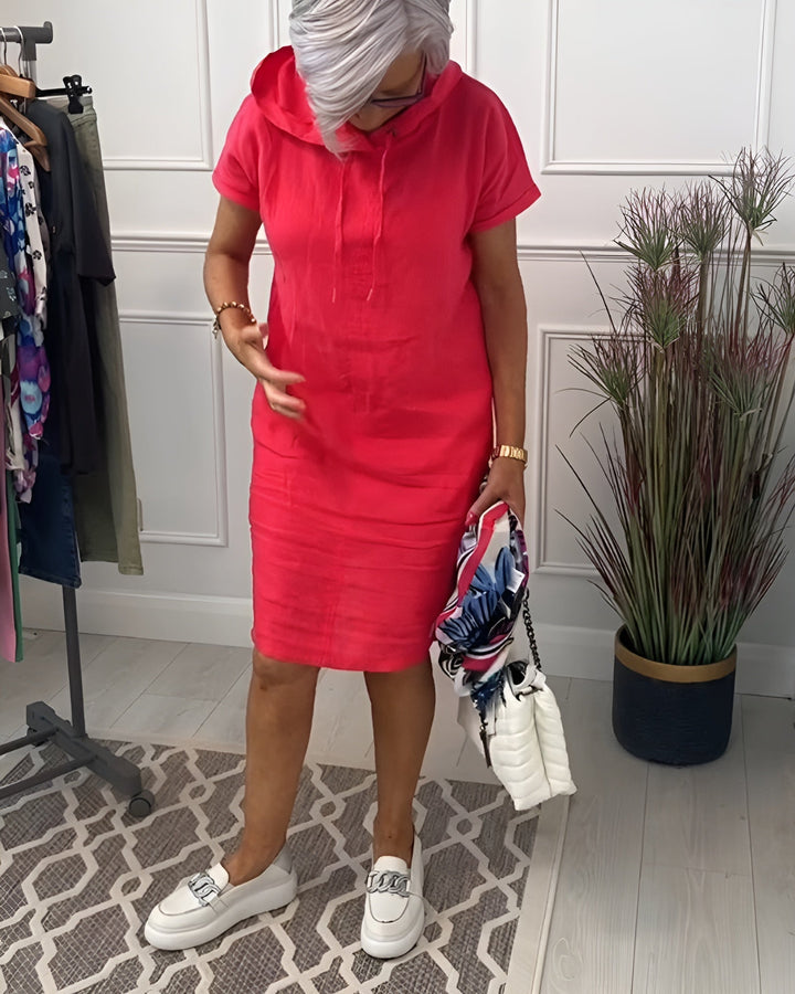 Stylish women's casual hoodie midi dress, offering a relaxed fit for everyday comfort.