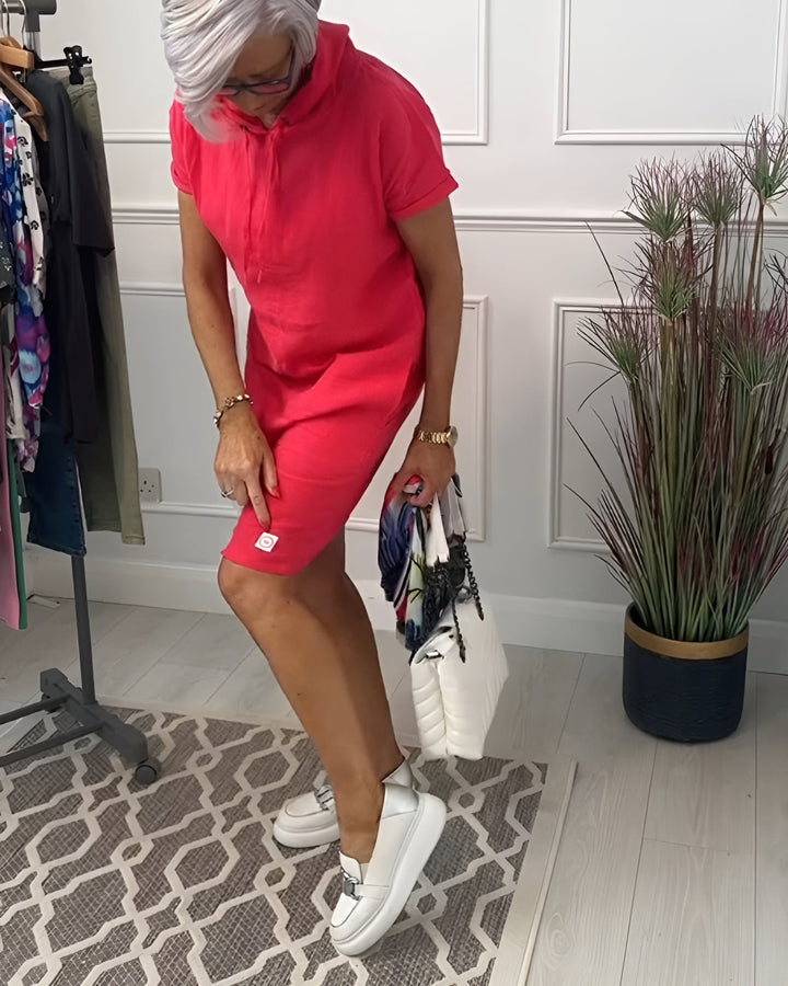 Everyday women's hoodie dress, a relaxed fit midi style perfect for comfort & summer.