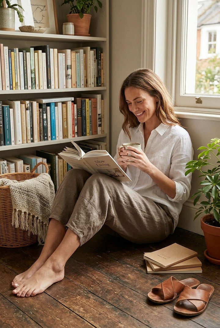 Comfortable women's linen leisure pants with a relaxed fit for easy, breathable everyday style.