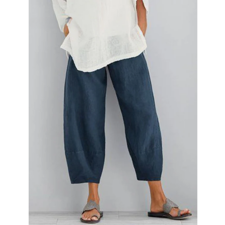 Women's comfortable linen leisure pants, relaxed fit for everyday style, perfect for summer fashion.