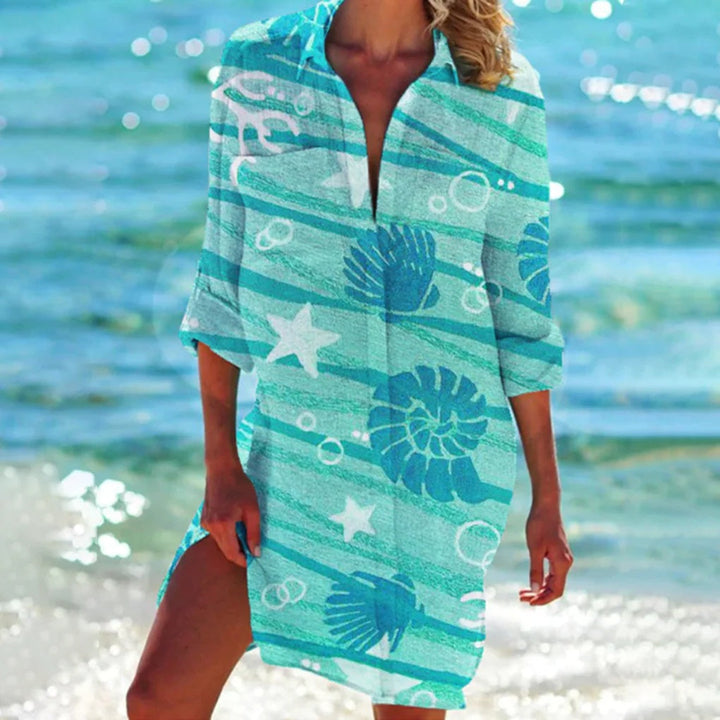 Stylish women's summer top, relaxed fit, great for beach style or casual spring fashion.