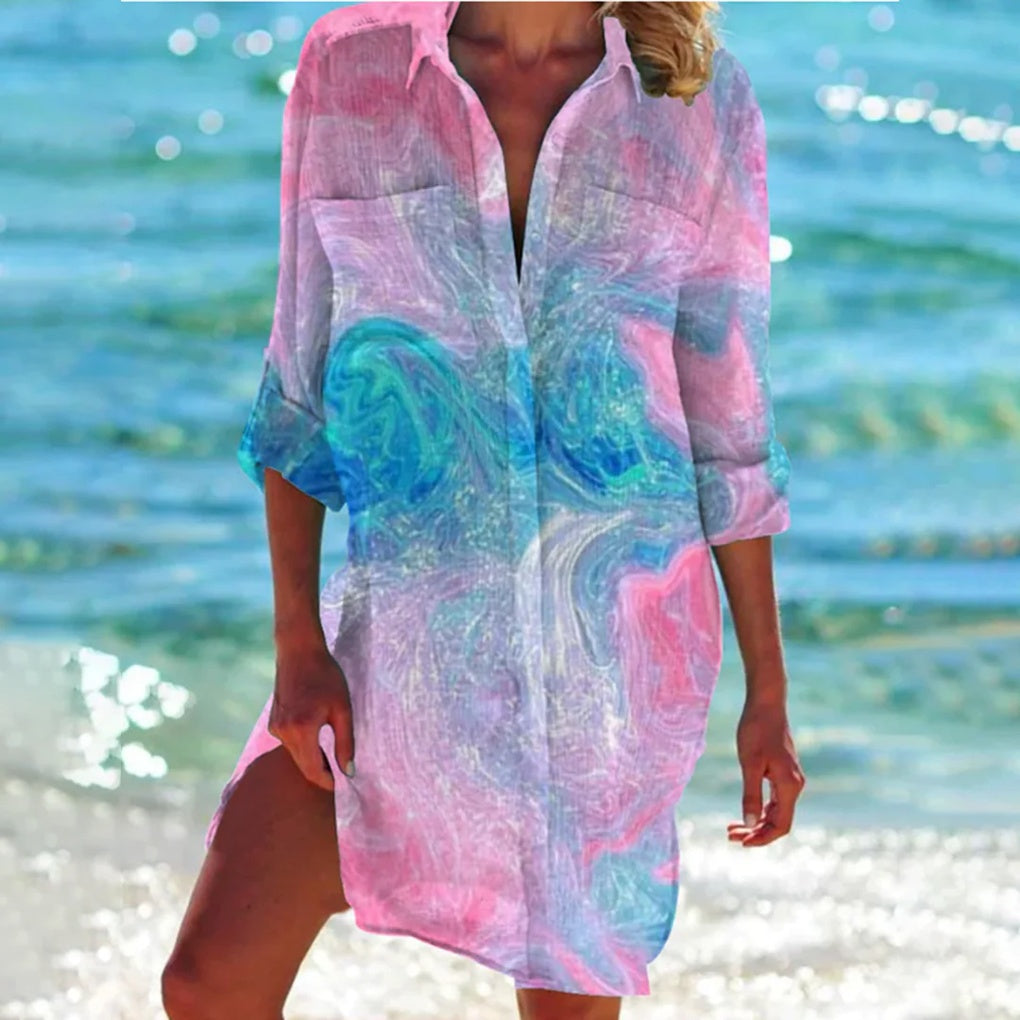 Versatile women's summer shirt, relaxed fit, designed for comfort and chic casual wear.